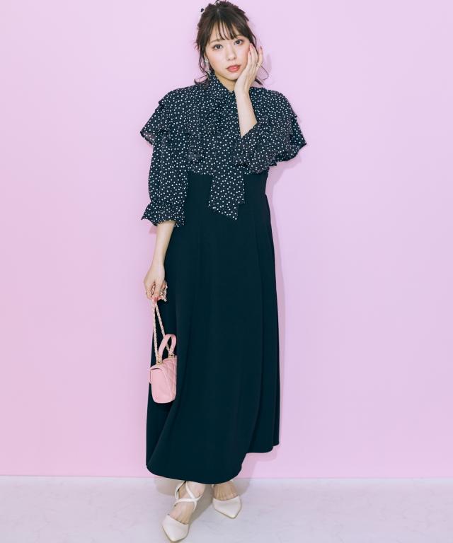小さいサイズ 2WAYボウタイワンピース 低身長さん・小柄女性