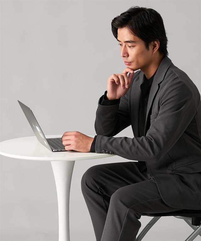 スーツ ビジネス メンズ ベルト ループ付 カットソー セットアップ ジャケット ＋イージー パンツ M/L/LL ニッセン nissen_12