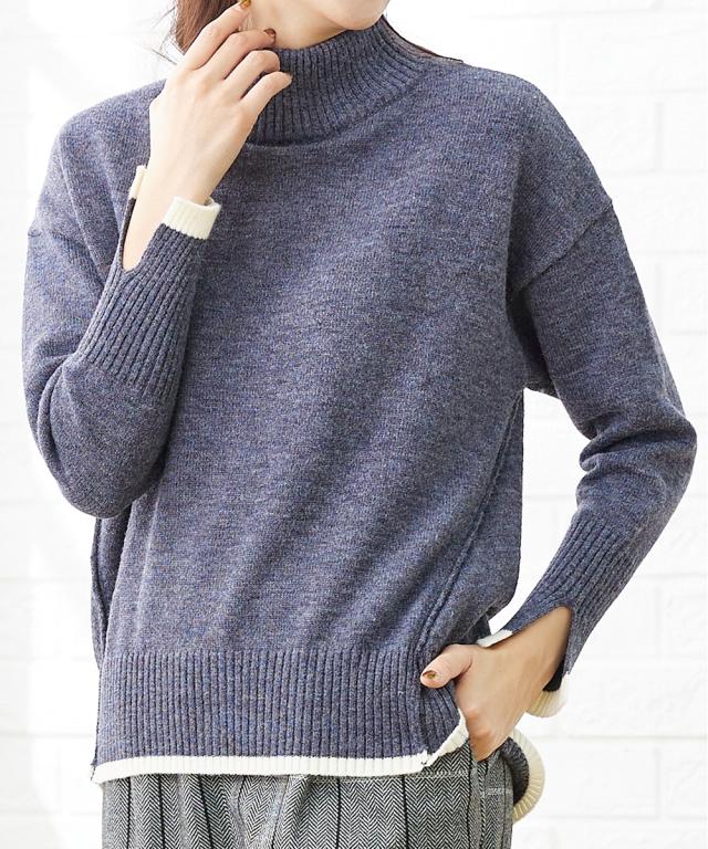 ニット セーター 大きいサイズ レディース バック ボタン ハイネック プルオーバー OtonaSMILE  制服 オフィス 産前 産後 M〜5L ニッセン nissen agesugi_sfaの通販は