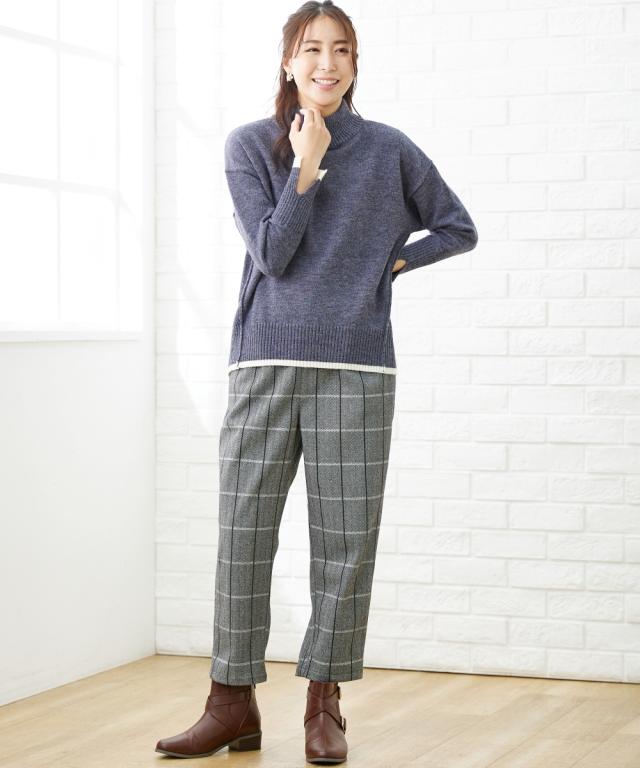 ニット セーター 大きいサイズ レディース バック ボタン ハイネック プルオーバー OtonaSMILE  制服 オフィス 産前 産後 M〜5L ニッセン nissen agesugi_sfaの通販は