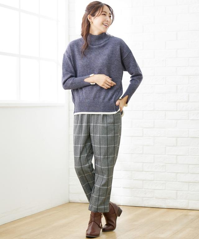 ニット セーター 大きいサイズ レディース バック ボタン ハイネック プルオーバー OtonaSMILE  制服 オフィス 産前 産後 M〜5L ニッセン nissen agesugi_sfaの通販は