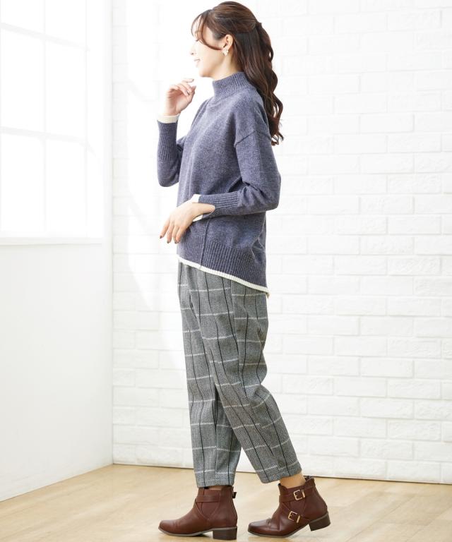 ニット セーター 大きいサイズ レディース バック ボタン ハイネック プルオーバー OtonaSMILE  制服 オフィス 産前 産後 M〜5L ニッセン nissen agesugi_sfaの通販は