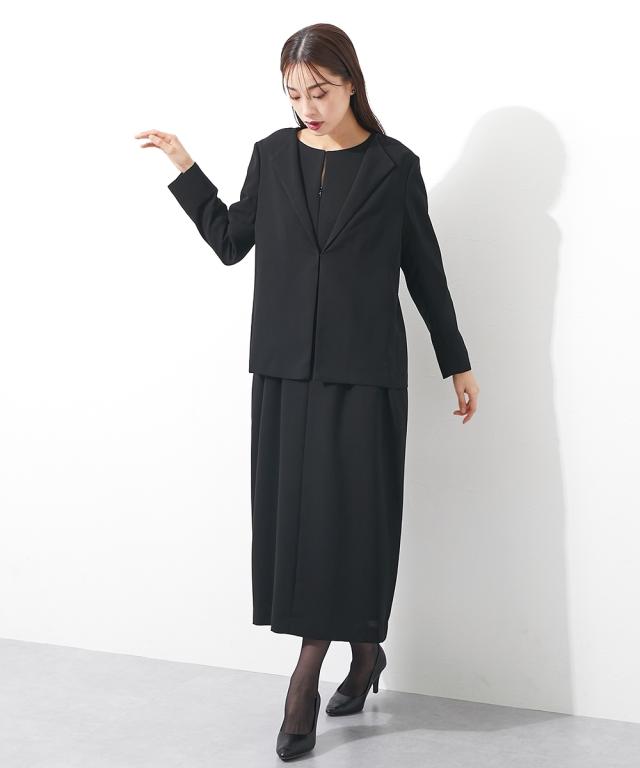 ジャケット 喪服 礼服 ブラックフォーマル レディース 単品 日本製生地使用 洗える防しわフロントホックラペル 〔Callarus〕 M/L ニッセン nissen_17