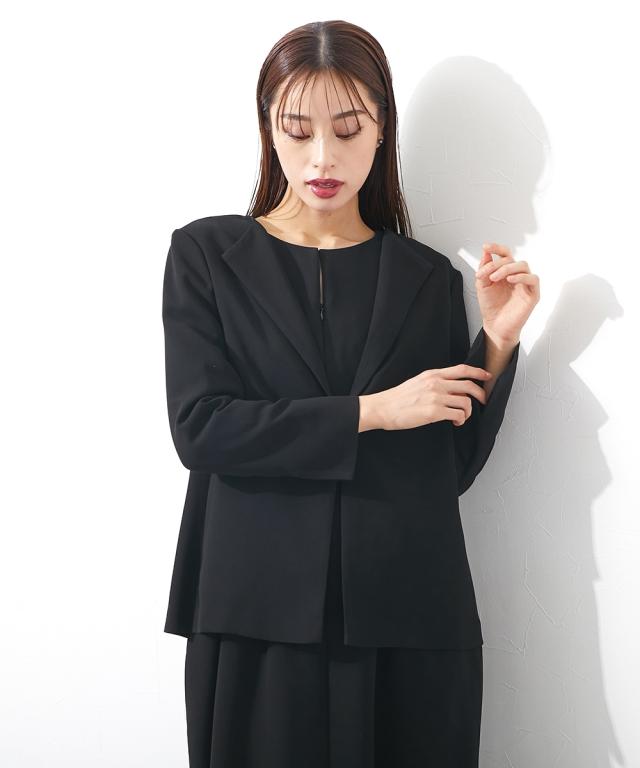 ジャケット 喪服 礼服 ブラックフォーマル レディース 単品 日本製生地使用 洗える防しわフロントホックラペル 〔Callarus〕 M/L ニッセン nissen_18
