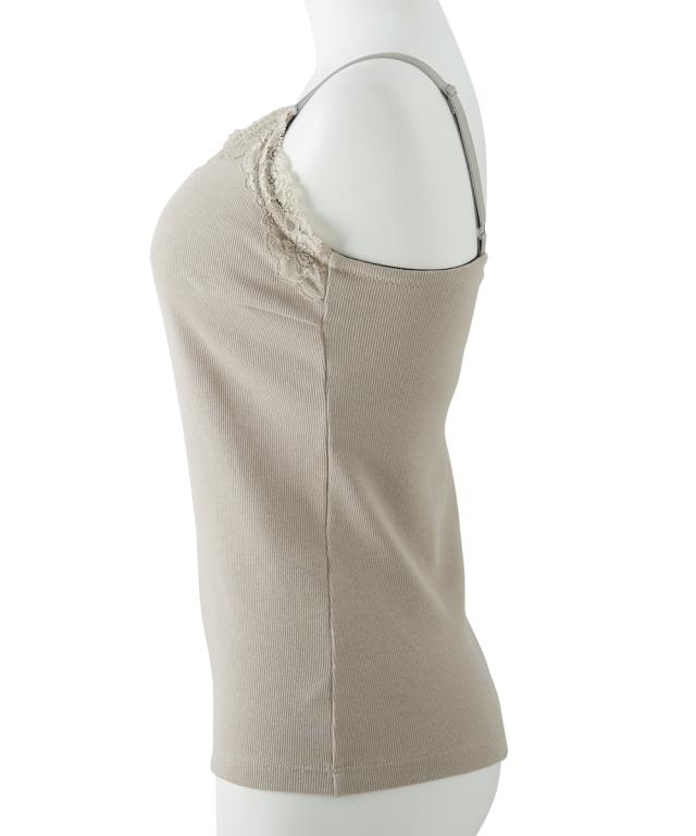 ブラトップ カップ付き 大きいサイズ レディース グラマーサイズ モニターさんと作った 綿混 ノンワイヤー内蔵 キャミソール リブタイプ ニッセン nissen agesugi_sfaの通販は