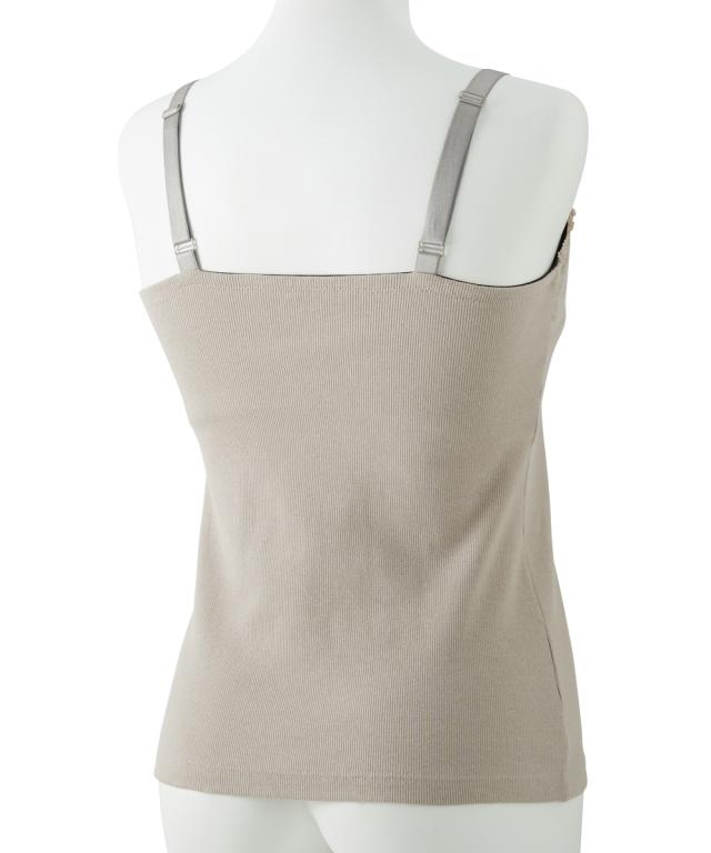 ブラトップ カップ付き 大きいサイズ レディース グラマーサイズ モニターさんと作った 綿混 ノンワイヤー内蔵 キャミソール リブタイプ ニッセン nissen agesugi_sfaの通販は