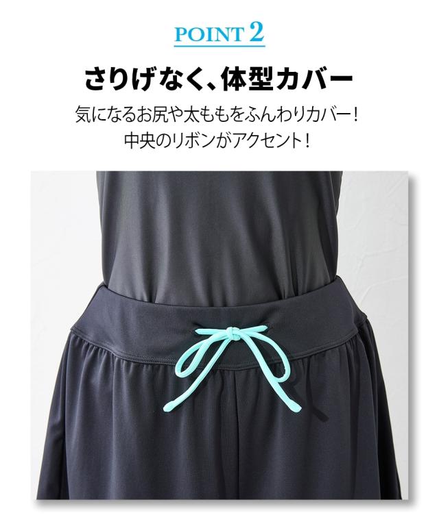 FILA 水着 フィットネス 競泳 レディース 長袖 トップス ＆ キュロット 付タンク 4点セット 水泳 トレーニング 運動 ジム 4L/5L/6L ニッセン nissen_2