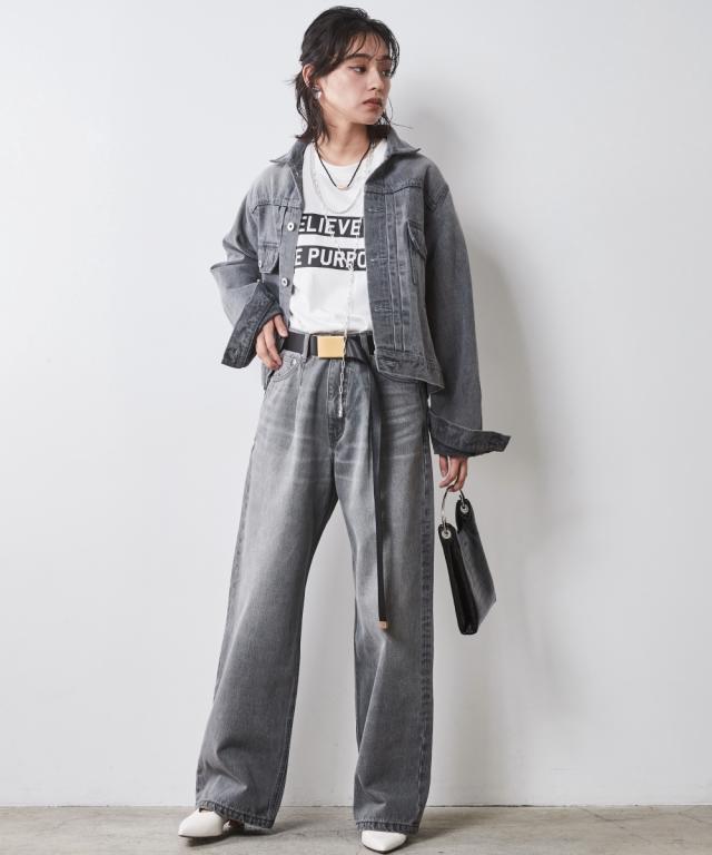 ワイドパンツ 大きいサイズ レディース 綿100％ タック バギー デニム