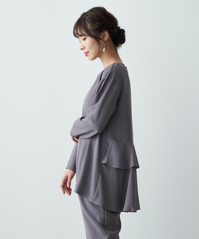 シャツ ブラウス シニア ファッション 後ろティアード セットアップ M/L/LL/3L ニッセン nissen_7