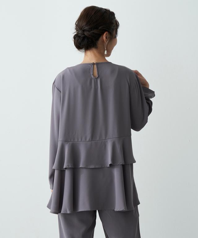 シャツ ブラウス シニア ファッション 後ろティアード セットアップ M/L/LL/3L ニッセン nissen_8