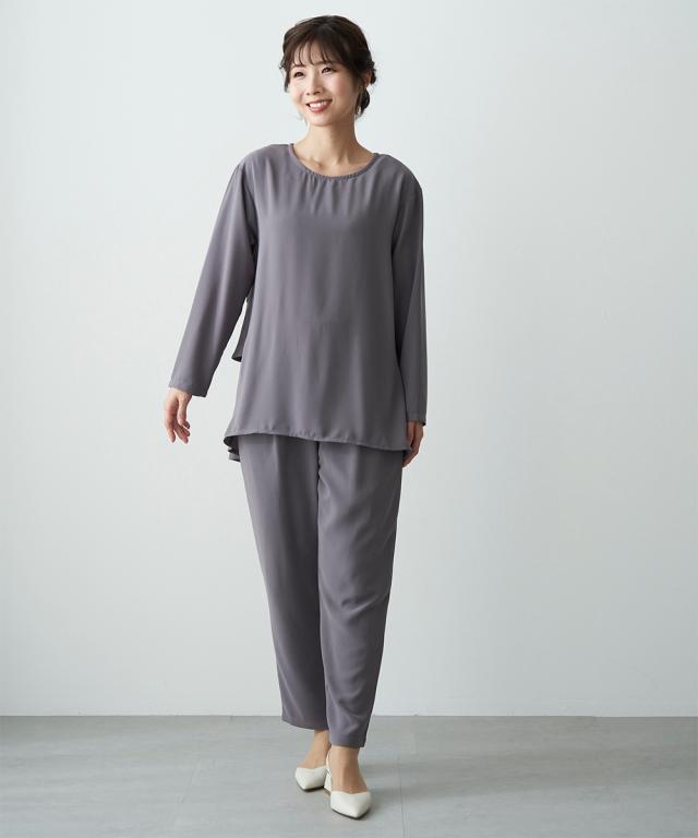 シャツ ブラウス シニア ファッション 後ろティアード セットアップ M/L/LL/3L ニッセン nissen_11