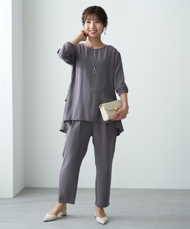 シャツ ブラウス シニア ファッション 後ろティアード セットアップ M/L/LL/3L ニッセン nissen_12