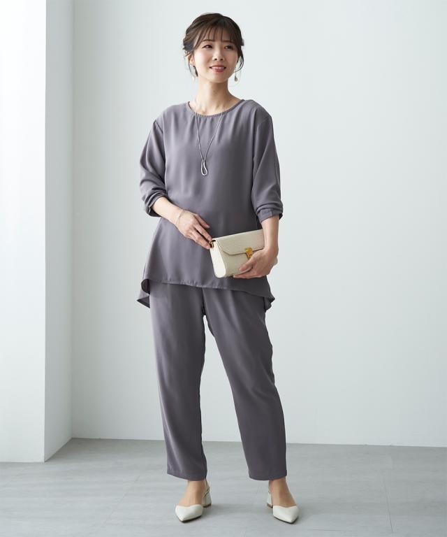 シャツ ブラウス シニア ファッション 後ろティアード セットアップ M/L/LL/3L ニッセン nissen_13