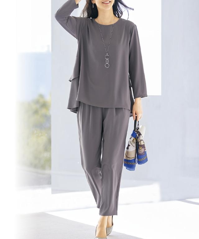 シャツ ブラウス シニア ファッション 後ろティアード セットアップ M/L/LL/3L ニッセン nissen_14
