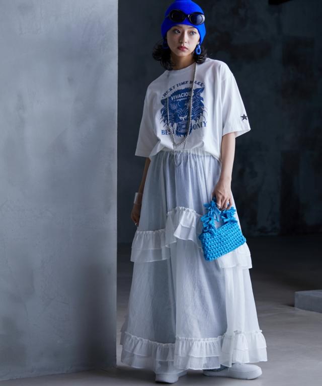 ロングスカート 大きいサイズ レディース シアー マキシ スカート ペチ