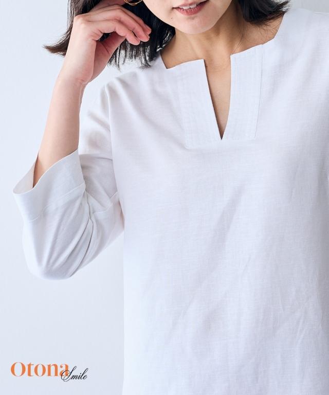 シャツ ブラウス 大きいサイズ レディース レーヨン麻 チュニック OtonaSMILE 夏 5L ニッセン nissen agesugi_sfaの通販は