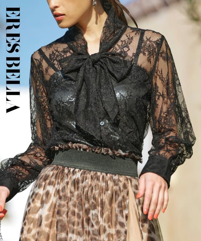 シャツ ブラウス レディース ボウタイ総 レース ERES BELLA LL/3L ニッセン nissen agesugi_sfaの通販は 6,766円