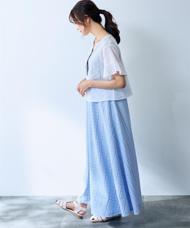 ワンピース ロング マキシ レディース 2点セット 素材切替 ＋ ブラウス