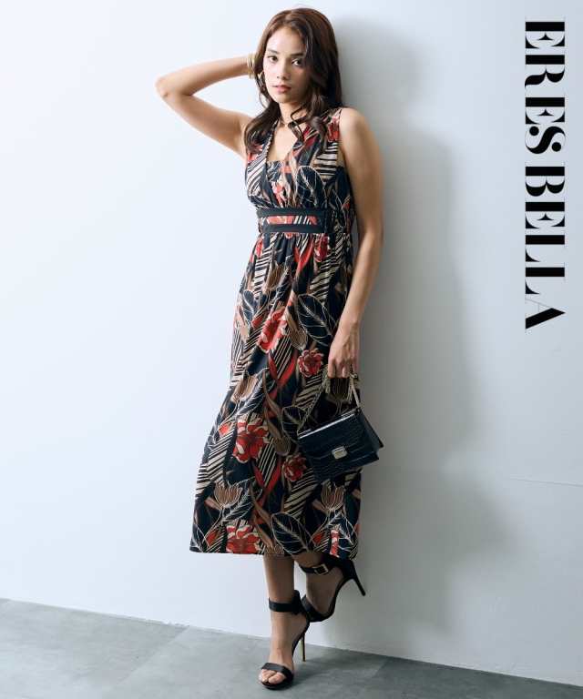 ワンピース ロング マキシ レディース プリント カットソー ノースリーブ ERES BELLA  ひざ下 LL/3L ニッセン nissen agesugi_sfaの通販は 9,889円