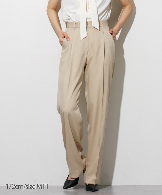 ワイドパンツ トールサイズ レディース 高身長 麻調タックセミワイド