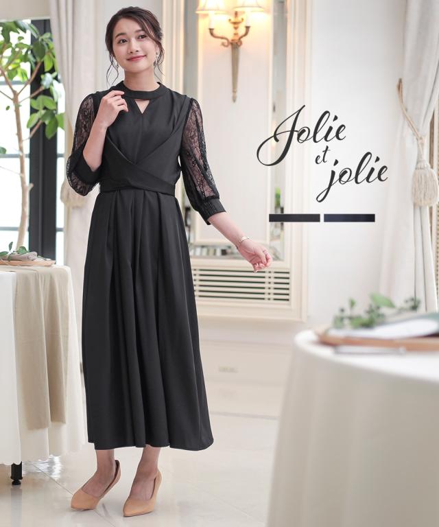 パーティドレス ワンピース レディース 結婚式 パーティー ドレス ウエスト バック リボンアシメ レース 二次会 披露宴 お呼ばれ M/L ニッセン nissen