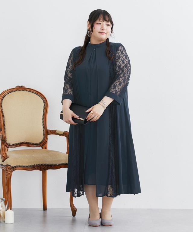 パーティドレス ワンピース レディース 結婚式 パーティー ドレス 前開き フロント レース デザイン 二次会 披露宴 お呼ばれ LL/3L ニッセン nissen_14