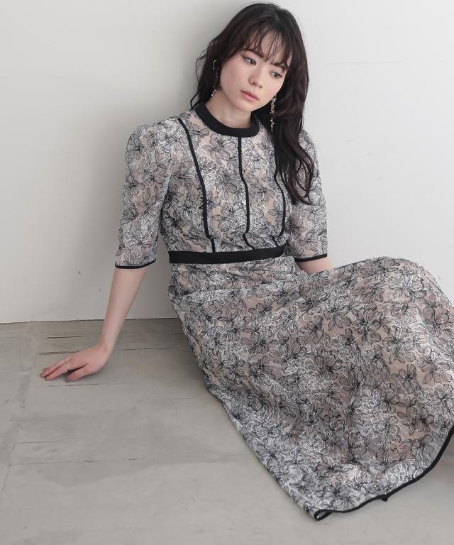 パーティドレス ワンピース レディース 結婚式 パーティー オケージョン ドレス 裏地配色パイピング使い総 レース ｜ 有〔Callarus〕 S/M/L ニッセン nissen_7