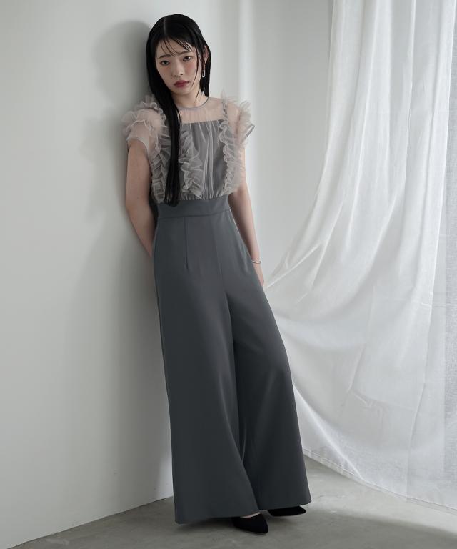 パーティドレス ワンピース レディース 結婚式 パーティー オケージョン ドレス チュールフリル使い デザイン オールインワン パンツ 〔Callarus〕 ニッセン_7