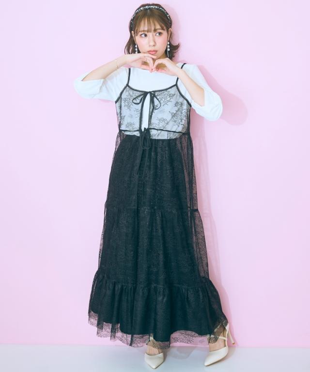 衣装 ロング マキシ 途轍も無い大きさ レディース スピード競技 ティアードキャミ marun  ひざ下 6L/8L/10L ニッセン nissen