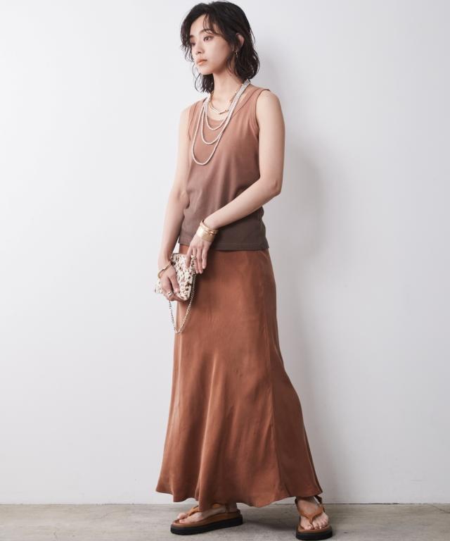 ロングスカート レディース Aラインナロー マキシ スカート 脇丈96cm