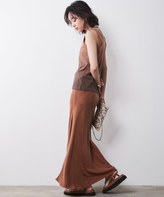 ロングスカート レディース Aラインナロー マキシ スカート 脇丈96cm シックスタイル 春 夏 秋 マキシスカート 長め ロンスカ | M〜L〜5L | ニッセン nissen_4