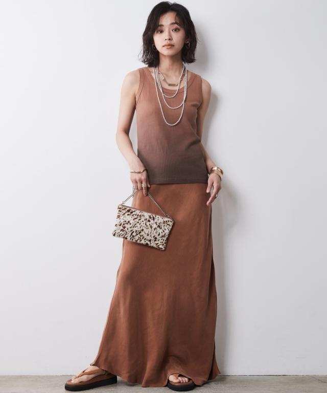 ロングスカート レディース Aラインナロー マキシ スカート 脇丈96cm シックスタイル 春 夏 秋 マキシスカート 長め ロンスカ | M〜L〜5L | ニッセン nissen_9