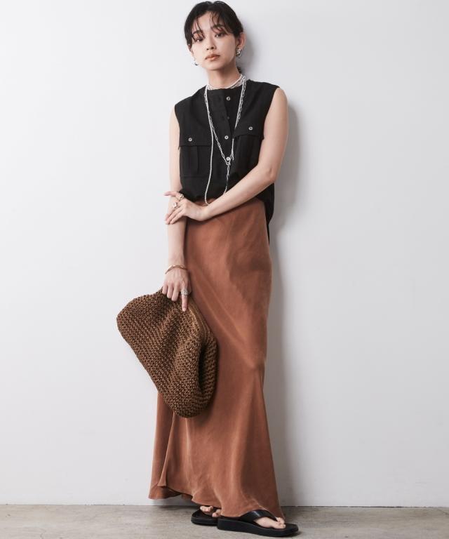 ロングスカート レディース Aラインナロー マキシ スカート 脇丈96cm シックスタイル 春 夏 秋 マキシスカート 長め ロンスカ | M〜L〜5L | ニッセン nissen_17