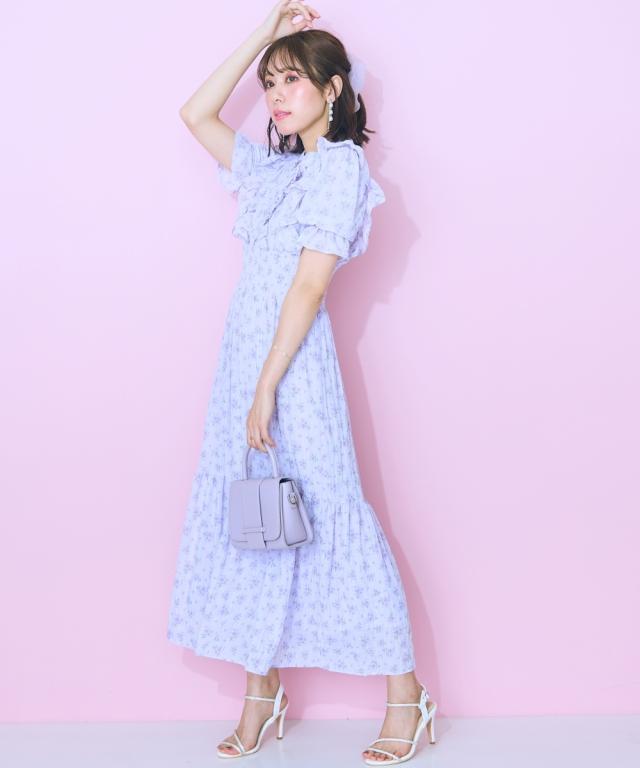 ワンピース ロング マキシ 大きいサイズ レディース フリル デザイン フラワー プリント marun ひざ下 L/LL/3L/4L/5L ニッセン nissen_2