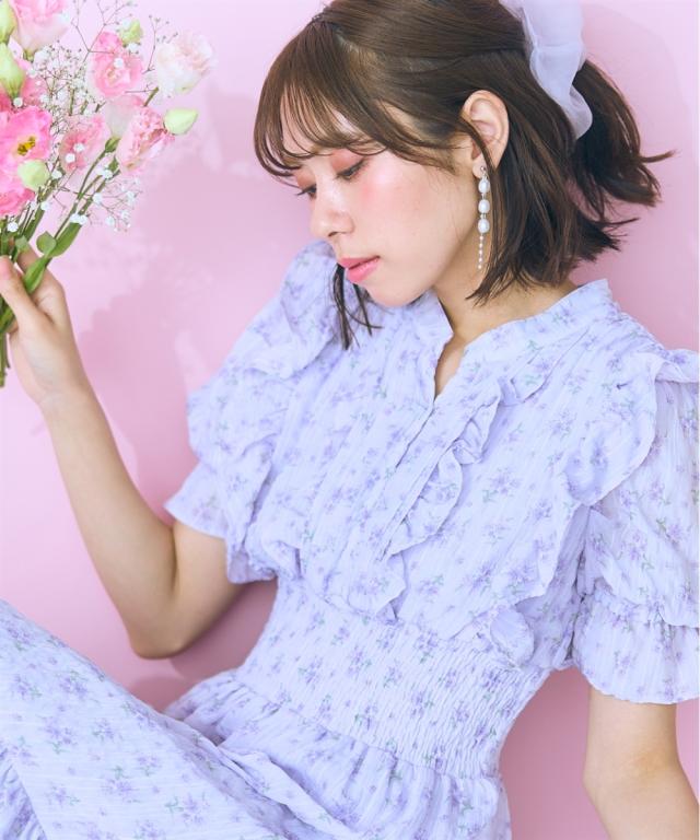 ワンピース ロング マキシ 大きいサイズ レディース フリル デザイン フラワー プリント marun ひざ下 L/LL/3L/4L/5L ニッセン nissen_4