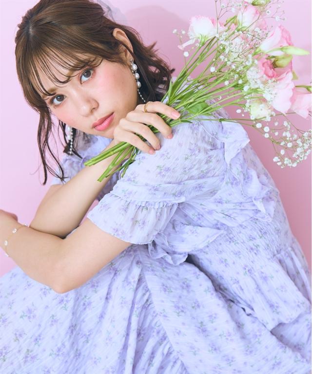 ワンピース ロング マキシ 大きいサイズ レディース フリル デザイン フラワー プリント marun  ひざ下 L/LL/3L/4L/5L ニッセン nissen ワンピース ロング マキシ 大きいサイズ レディース フリル デザイン