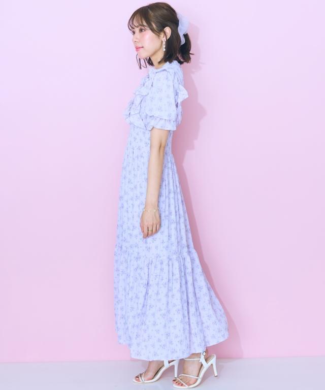 ワンピース ロング マキシ 大きいサイズ レディース フリル デザイン フラワー プリント marun ひざ下 L/LL/3L/4L/5L ニッセン nissen_17