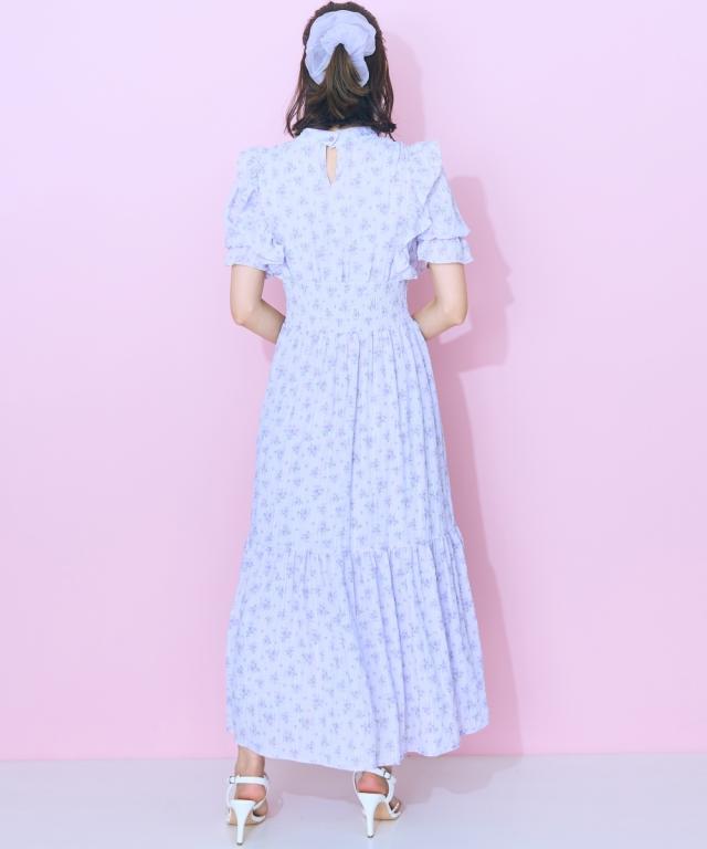 ワンピース ロング マキシ 大きいサイズ レディース フリル デザイン フラワー プリント marun ひざ下 L/LL/3L/4L/5L ニッセン nissen_18