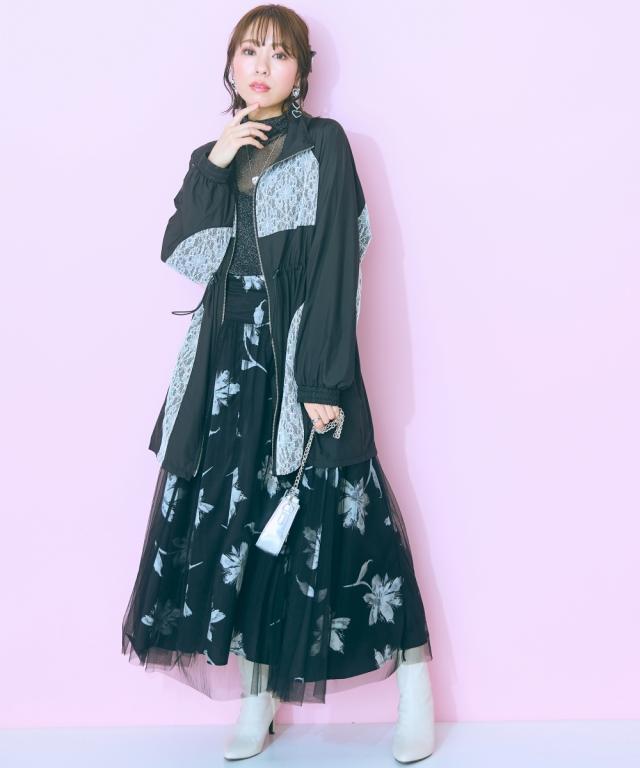 ロングスカート 大きいサイズ レディース オーバーチュールフラワー プリント スカート marun マキシスカート 長め ロンスカ L/LL/3L/4L/5L ニッセン nissen_7