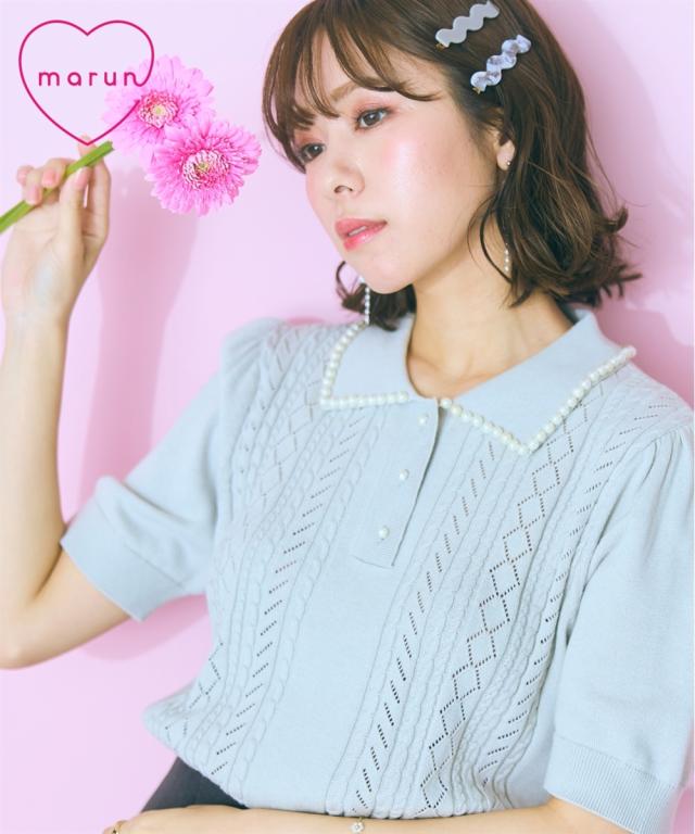 ニット セーター 大きいサイズ レディース ケーブルポロ トップス marun 冬  制服 オフィス 産前 産後 L/LL/3L/4L/5L ニッセン nissen agesugi_sfaの通販は 6,589円