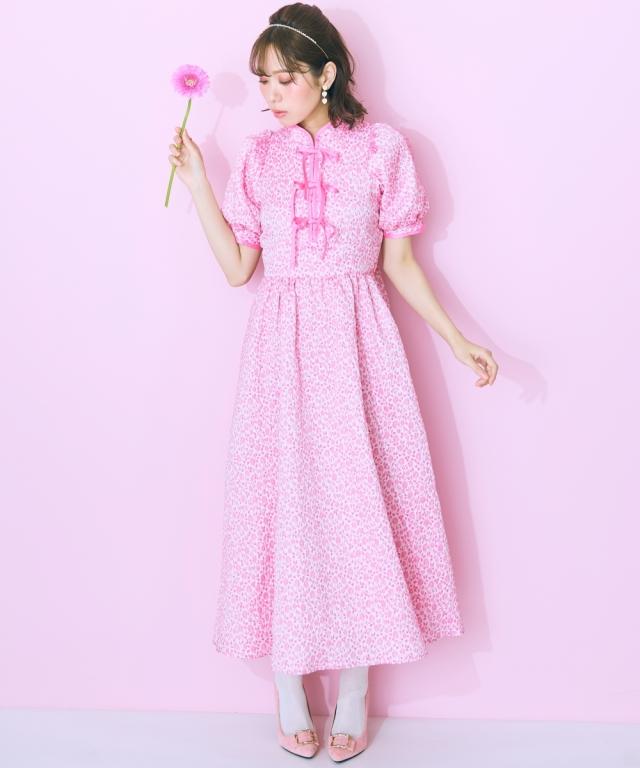 ニッセン] 大きいサイズ フェザー花柄デザインキャミソールワンピース