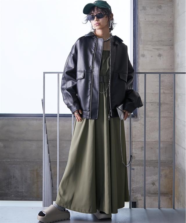 ジャケット アウター 大きいサイズ レディース フェイクレザー ブルゾン GEVS. 対応 M〜5L ニッセン nissen agesugi_sfaの通販は