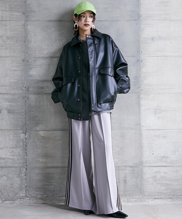 ジャケット アウター 大きいサイズ レディース フェイクレザー ブルゾン GEVS. 対応 M〜5L ニッセン nissen agesugi_sfaの通販は