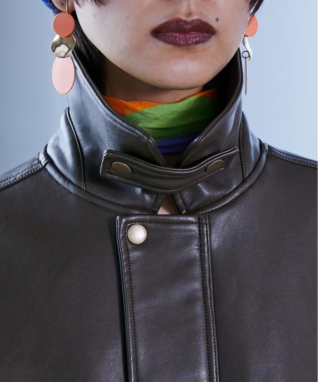 ジャケット アウター 大きいサイズ レディース フェイクレザー ブルゾン GEVS. 対応 M〜5L ニッセン nissen agesugi_sfaの通販は