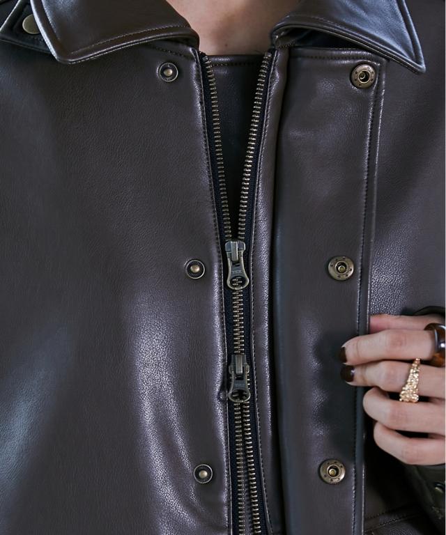 ジャケット アウター 大きいサイズ レディース フェイクレザー ブルゾン GEVS. 対応 M〜5L ニッセン nissen agesugi_sfaの通販は