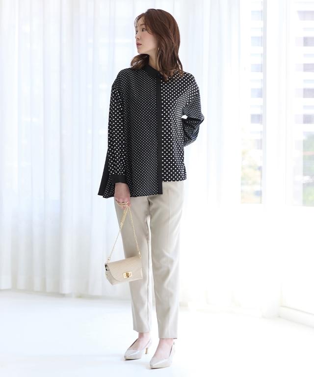 シャツ ブラウス シニア ファッション アシンメトリードット M/L/LL/3L