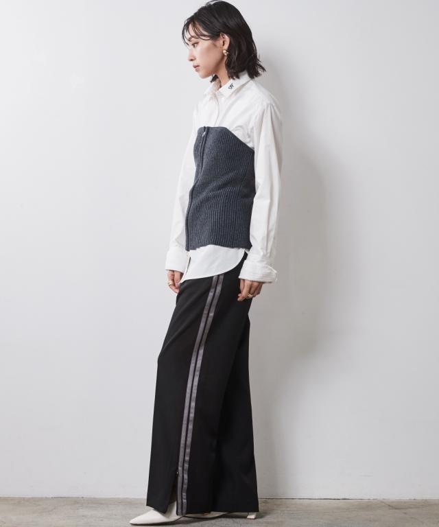 大きいサイズ レディース ダブルジップ ニット ビスチェ シックス