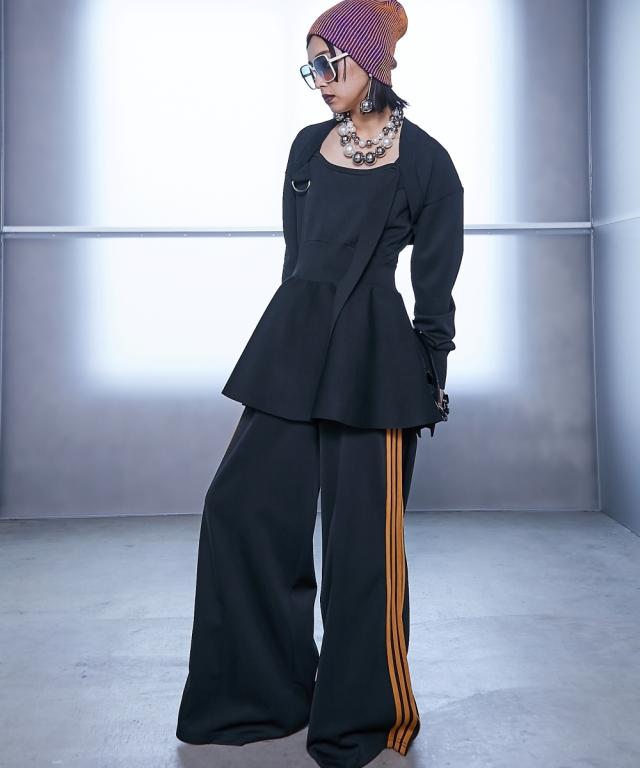 チュニック 大きいサイズ レディース ペプラム ニット キャミソール