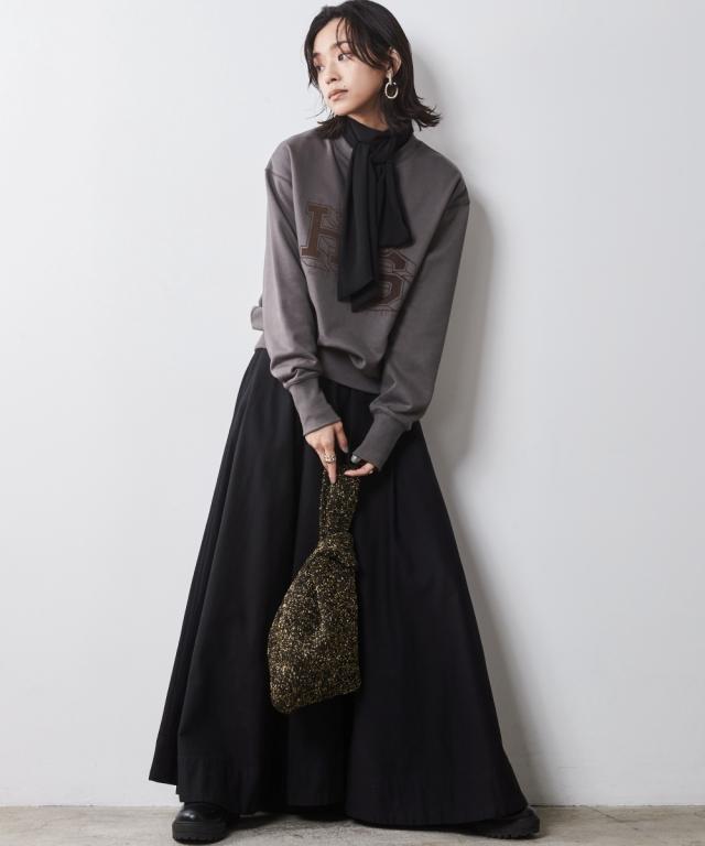 ロングスカート 大きいサイズ レディース 綿100％ バック サテンタックフレア マキシ スカート シックス タイル 対応 6L/8L/10L ニッセン nissen_4