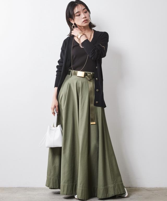 ロングスカート 大きいサイズ レディース 綿100％ バック サテンタックフレア マキシ スカート シックス タイル 対応 6L/8L/10L ニッセン nissen_7